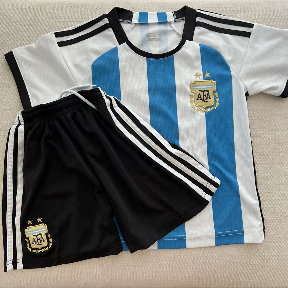 COPY - Argentina Jersey Set 2 Top+Short #10 Messi Fan Stars Soccer Boy Kids Siz…